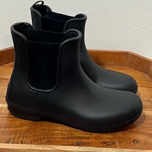 Crocs Womens Freesail Chelsea Ankle Rain Boots Slip On Black Waterproof Size 8